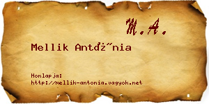 Mellik Antónia névjegykártya